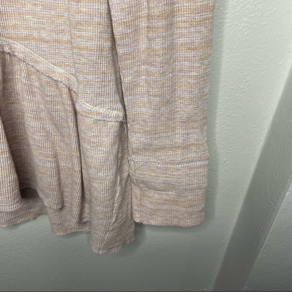 We the Free Free People Pink Coastline Peplum Long Sleeve Ruffle Hem Sweater Med - Picture 7 of 11